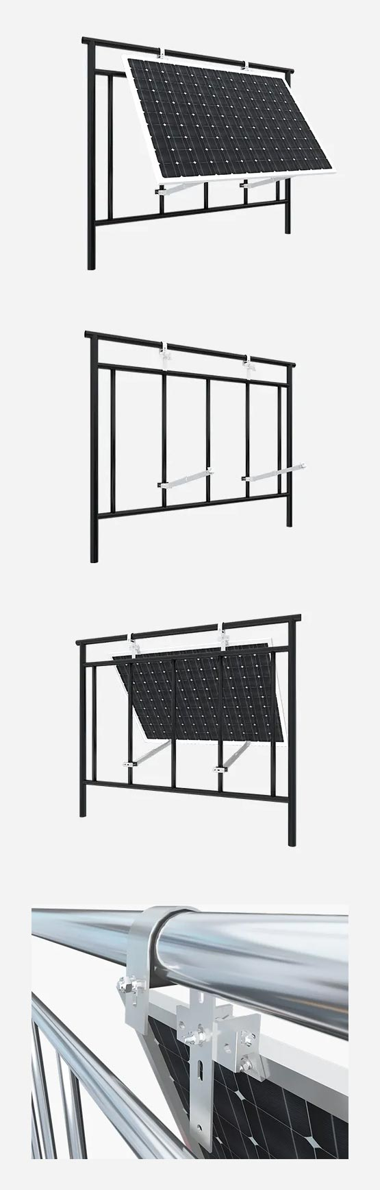 陽臺欄桿太陽能電池板支架系統(tǒng)-多角度